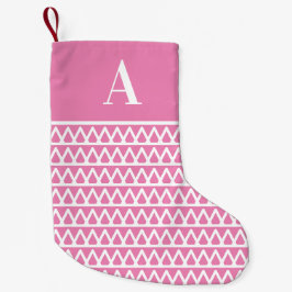 Monogramm Pastellrosa Muster Doppelseitig Kleiner Weihnachtsstrumpf