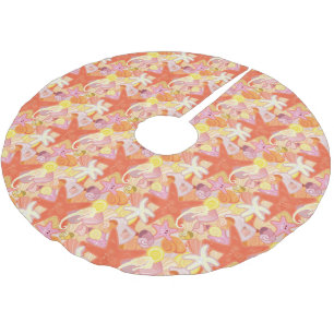 Monogramm-Pastellseegeschöpfe Polyester Weihnachtsbaumdecke