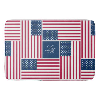 Monogramm patriotische amerikanische Flagge Americ Badematte