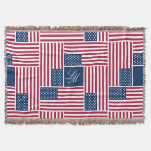 Monogramm patriotische amerikanische Flagge Americ Decke