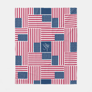 Monogramm patriotische amerikanische Flagge Americ Fleecedecke