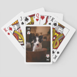 Monogramm Paw Print Red Heart Foto Spielkarten
