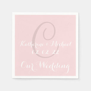 Monogramm Pellrosa Klassisches Hochzeitspapier Nap Serviette