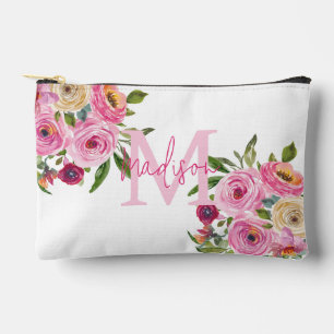 Monogramm   Personalisiere   Aquarell   Floral Zubehörtasche