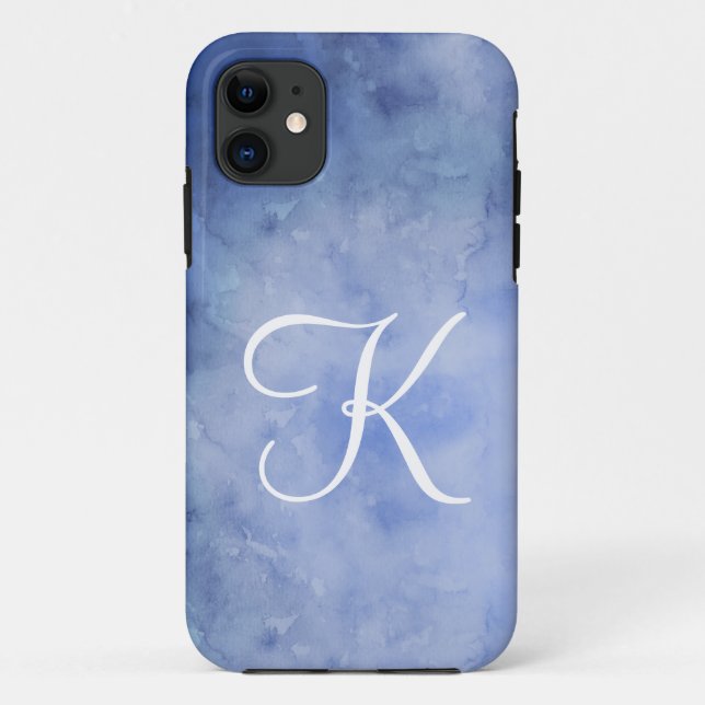 Monogramm personalisieren Blau und Weiß Case-Mate iPhone Hülle (Rückseite)