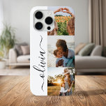 Monogramm Personalisiert 3 FotoCollage Case-Mate iPhone Hülle<br><div class="desc">Elegantes Script Monogram Personalisiert 3 Foto Collage iPhone Case</div>