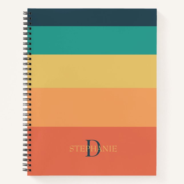 Monogramm Personalisiert 5 Farbblöcke Notizbuch (Vorderseite)