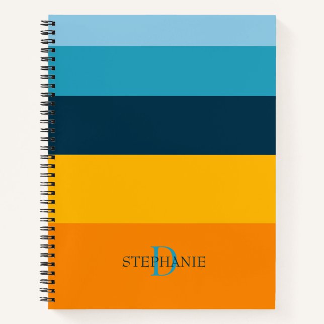 Monogramm Personalisiert 5 Farbblöcke Notizbuch (Vorderseite)