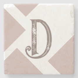 Monogramm personalisiert braun, neutral geometrisc steinuntersetzer