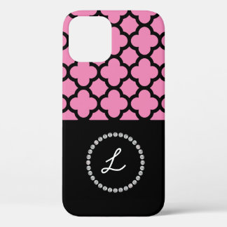 Monogramm Personalisiert Monogramm Pink Black Diam Case-Mate iPhone Hülle