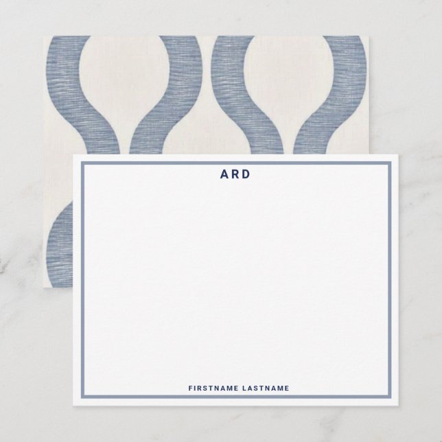 MONOGRAMM PERSONALISIERT PRÄPPENSTATIONÄRE NOTECAR MITTEILUNGSKARTE (Vorne/Hinten)