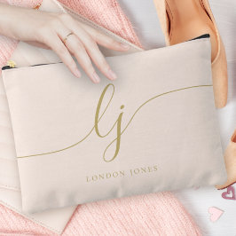 Monogramm Personalisiert rosa Anfangsname Pink Gol Zubehörtasche