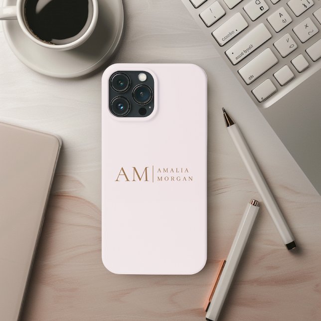 Monogramm Personalisiert rosa Initial und Name Case-Mate iPhone Hülle (Von Creator hochgeladen)