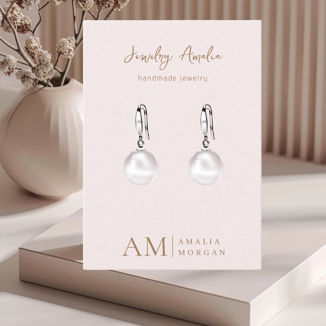 Monogramm Personalisiert rosa Initial und Name Visitenkarte (Von Creator hochgeladen)