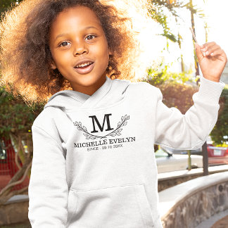 Monogramm personalisiert Schwarz-Weiß-Name Hoodie