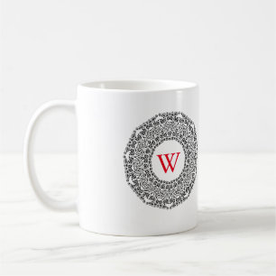 Monogramm Personalisiert Schwarz/Weiß-Swirbel-Desi Kaffeetasse