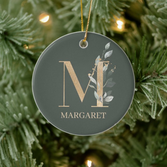 Monogramm Personalisierte Keramik Floral Ornament (Baum)