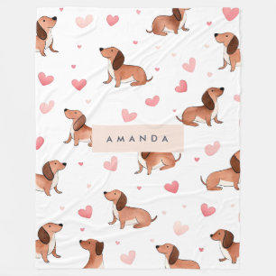 Monogramm Personalisierte Niedliche Dackel Dog Fleecedecke
