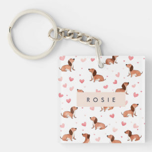Monogramm Personalisierte Niedliche Dackel Dog Schlüsselanhänger