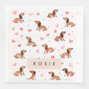 Monogramm Personalisierte Niedliche Dackel Dog Serviette