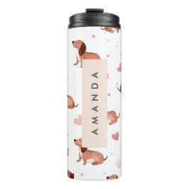 Monogramm Personalisierte Niedliche Dackel Dog Thermosbecher