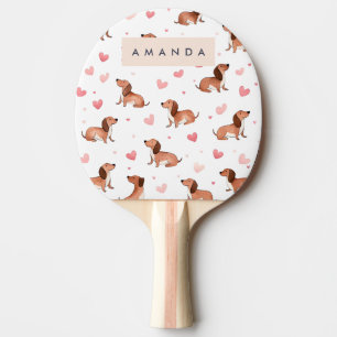 Monogramm Personalisierte Niedliche Dackel Dog Tischtennis Schläger