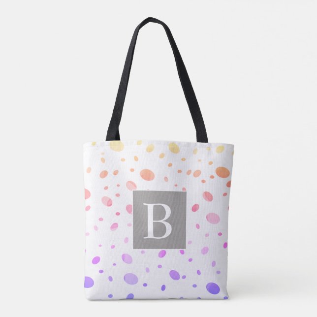 Monogramm personalisierte Polka-Punkt-Tasche Tasche (Rückseite)