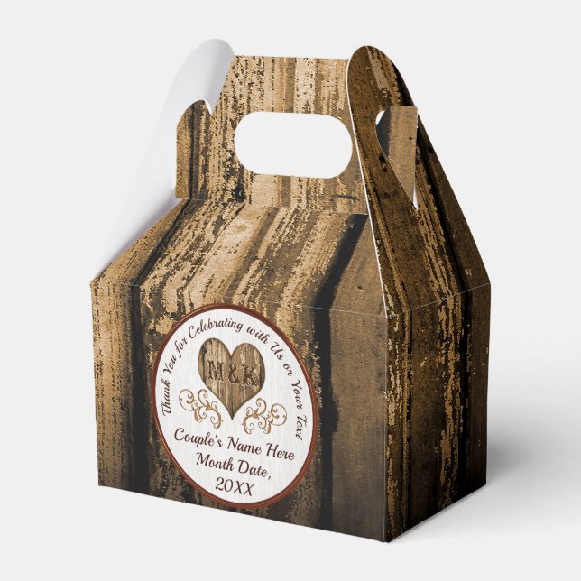 Monogramm, Personalisierte rustikale Hochzeitspare Geschenkschachtel (Vorderseite)