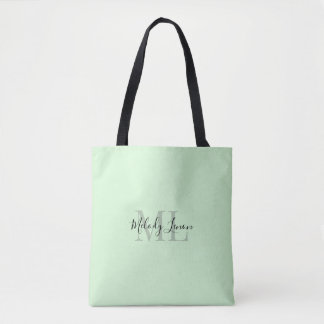 Monogramm | Personalisierte Schwarz-Minze-Design | Tasche
