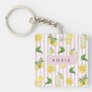 Monogramm Personalisierte Wasserfarben Lemonade Schlüsselanhänger
