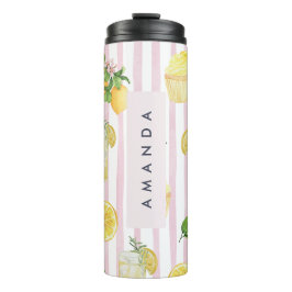 Monogramm Personalisierte Wasserfarben Lemonade Thermosbecher