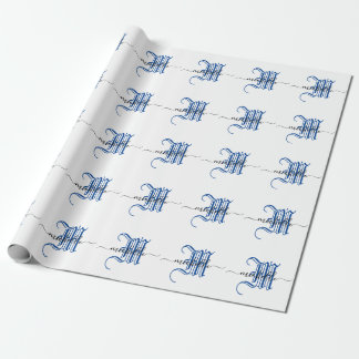 Monogramm personalisierter Anfangsname blau Geschenkpapier