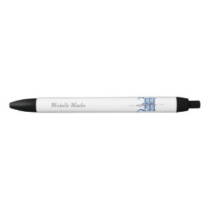 Monogramm personalisierter Anfangsname blau Kugelschreiber