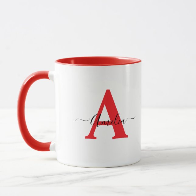 Monogramm-personalisierter Becher  Tasse (Links)