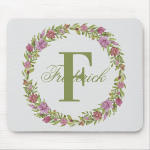 Monogramm personalisierter Blumenschaden Mousepad