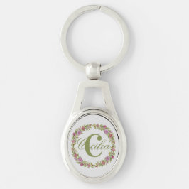 Monogramm personalisierter Blumenschaden Schlüsselanhänger