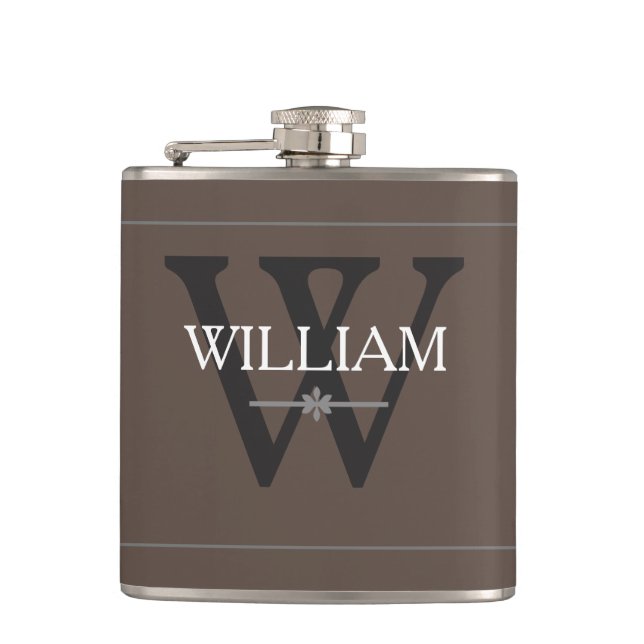 Monogramm Personalisierter Name Classic Tan Flachmann (Vorderseite)