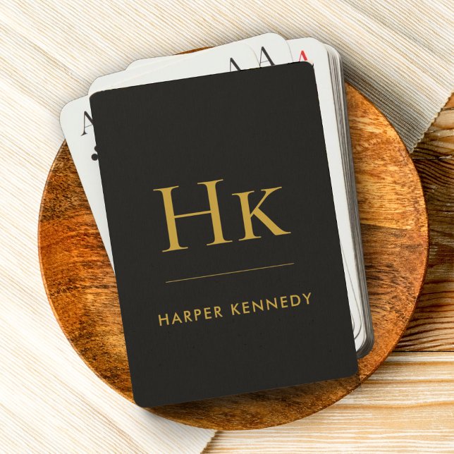 Monogramm | Personalisierter Name von Black Gold Spielkarten (Von Creator hochgeladen)