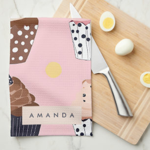 Monogramm Personalisierter Niedlicher Süßkuchen Geschirrtuch