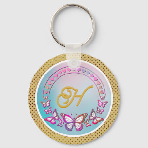 Monogramm personalisierter Schmetterling Schlüsselanhänger