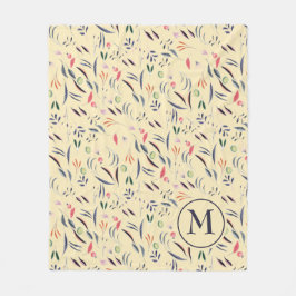 Monogramm personalisiertes Blumenmuster Fleecedecke