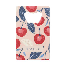 Monogramm-Personalisiertes Cherry-Leaf-Muster Geldbeutel Flaschenöffner