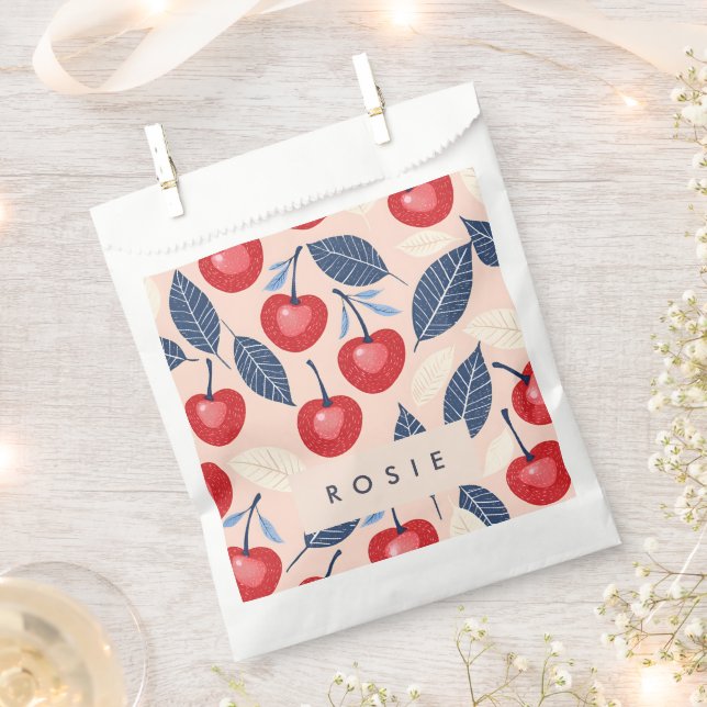 Monogramm-Personalisiertes Cherry-Leaf-Muster Geschenktütchen (Ausgeschnitten)