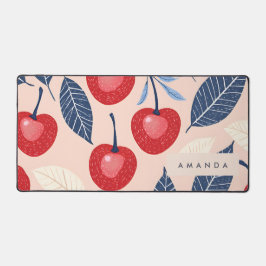 Monogramm-Personalisiertes Cherry-Leaf-Muster Schreibtischunterlage