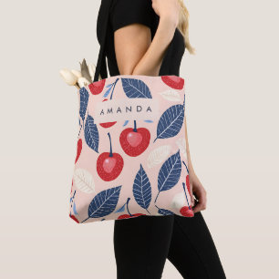 Monogramm-Personalisiertes Cherry-Leaf-Muster Tasche