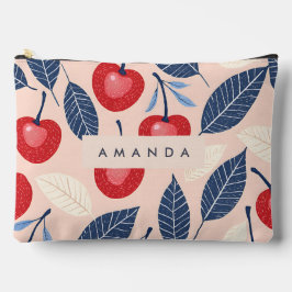 Monogramm-Personalisiertes Cherry-Leaf-Muster Zubehörtasche