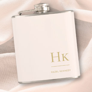 Monogramm personalisiertes rosafarbenes Gold Jungg Flachmann