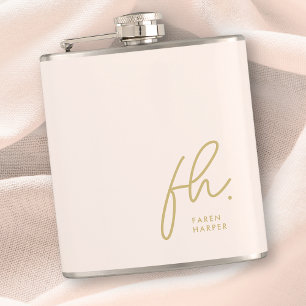 Monogramm personalisiertes Roségold-chic Junggesel Flachmann