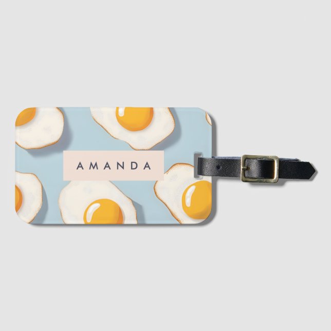 Monogramm Personalisiertes schräges Ei-Muster Gepäckanhänger (Vorderseite (Horizontal))