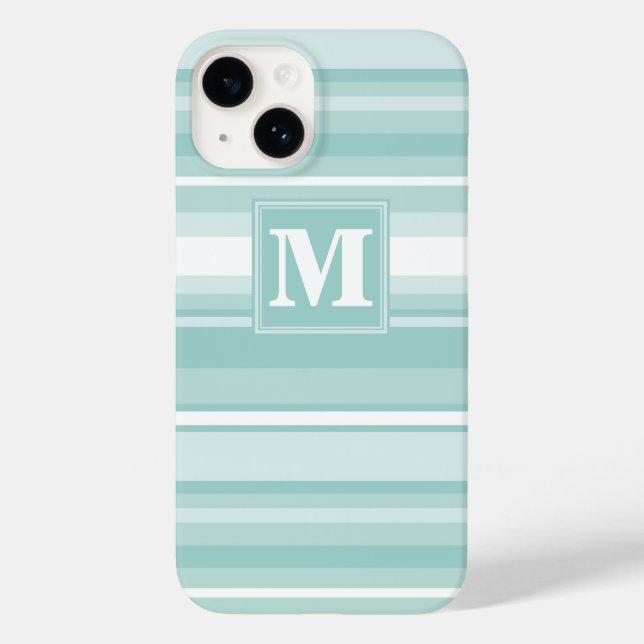 Monogramm Pfefferminzstreifen Case-Mate iPhone 14 Hülle (Rückseite)